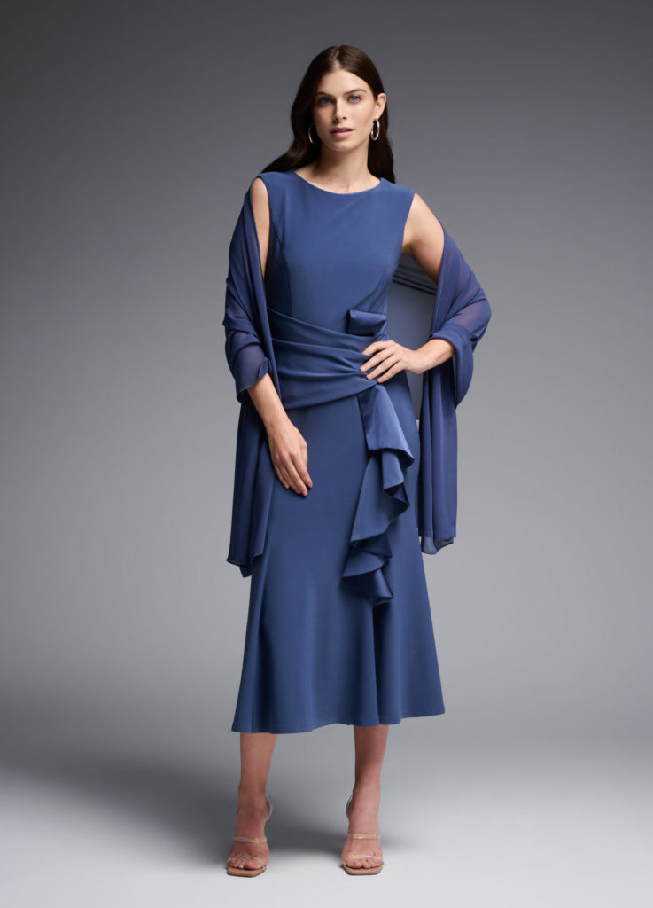 Robe ceinturée avec châle Joseph Ribkoff