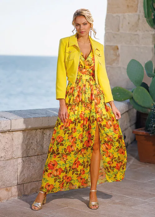 Ensemble robe longue jaune pour cérémonie